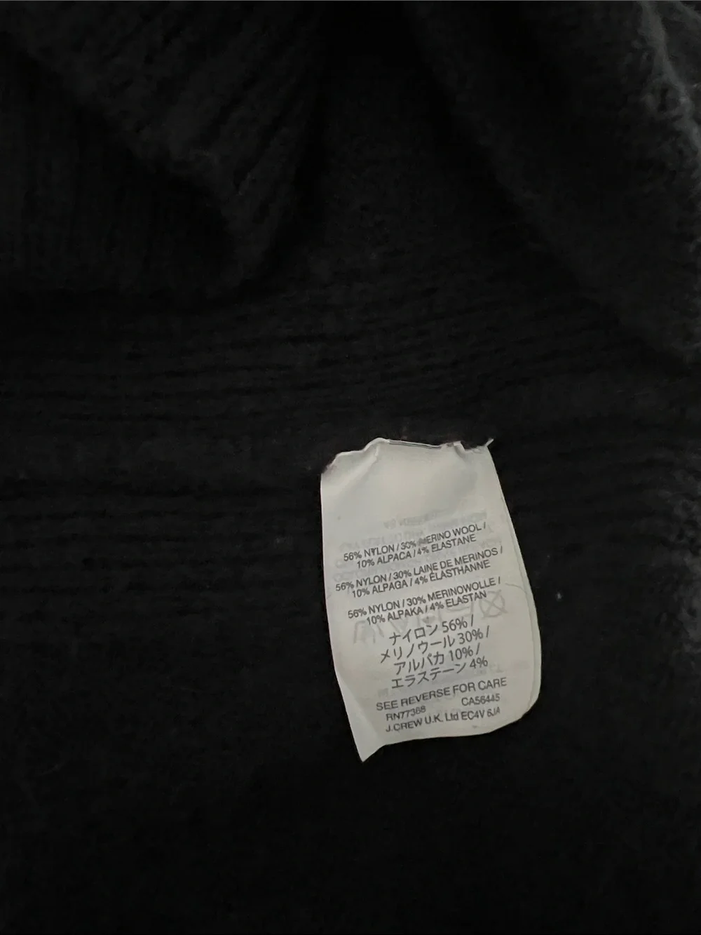 J. Crew V Neck Front Pocket Tunic Sweater Womens Large Black